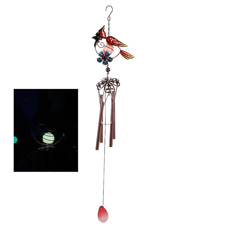 Wholesale Luminous bird wind chime fluorescent ultraviolet luminous ball metal bell pendant